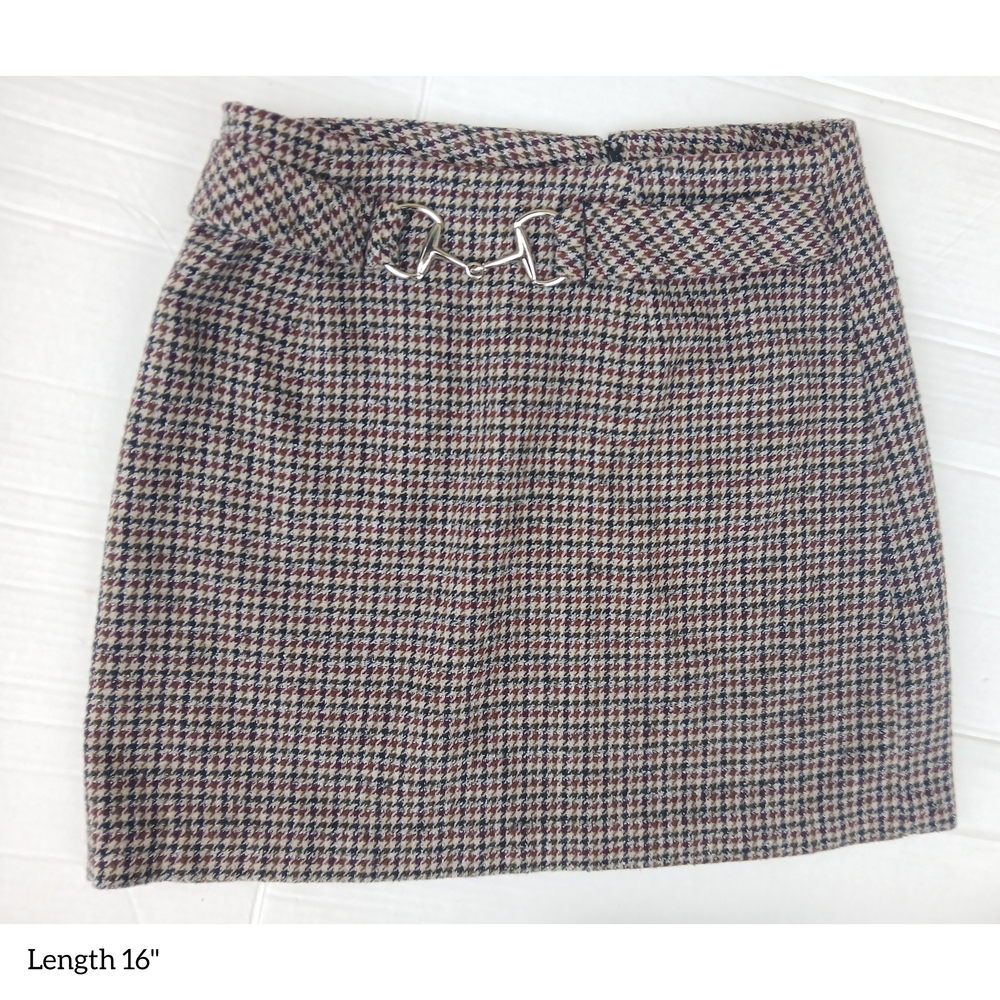 Vintage Mini Skirt  Plaid Kathy Ireland Houndstooth 16 Inch Coquette Size 9/10